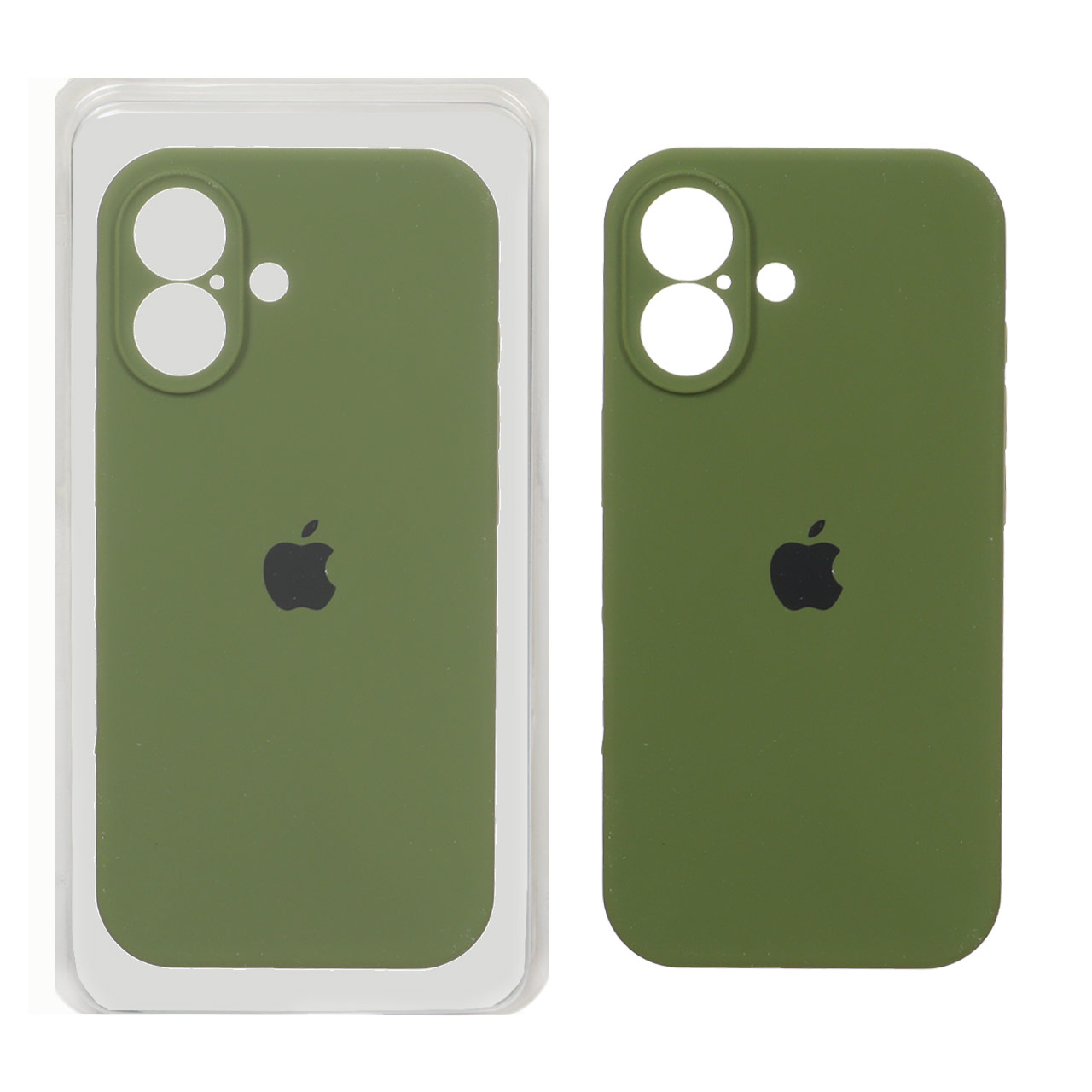 قاب سیلیکونی پاک کنی محافظ لنزدار اورجینال Apple iPhone 17 - سبز زیتونی (پک اصلی)